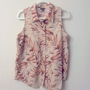 Ann Taylor Factory Pink Button Down Shirt with Notched Collar